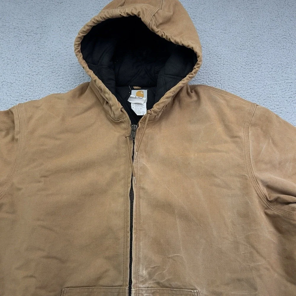 Vintage Carhartt Duck Quilt Lined Jacket Brown Mens 46 Made in USA - Picture 9 of 14